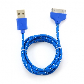 USB - Apple Dock Connector дата-кабель Konoos в нейлоновой оплетке 1 м, голубой